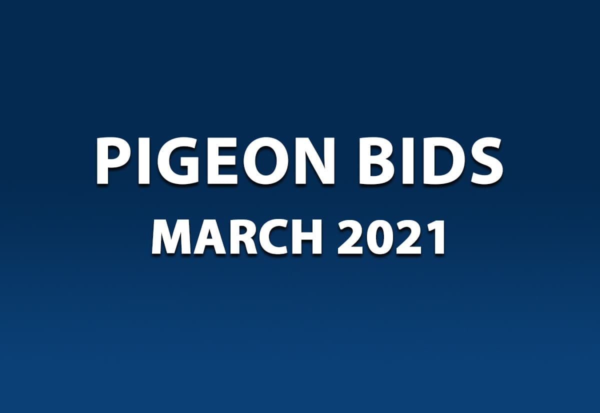 Pigeon Bids March 2021